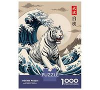 Puzzle 1000 Pièces pour Adultes White Tiger Wave Puzzles pour Adultes - Décoration Murale - Niveau De Difficulté : Difficile, Très Difficile Et Stimulant 52x38cm/1000pcs