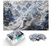 Puzzle 1000 pièces pour Adultes, White Tiger with Blue Stripes on Waves | Pour un Noël sans écran : ce puzzle 1000 pièces pour adultes associe idée cadeau et passion du puzzle.