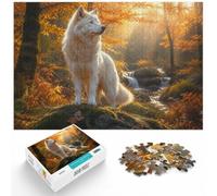 Puzzle 1000 pièces pour Adultes, White Wolf in Autumn Forest | Pour les heures calmes avant le Nouvel An : ce puzzle 1000 pièces pour adultes offre une activité classique pour Noël.