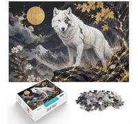 Puzzle 1000 pièces pour Adultes, White Wolf with Golden Accents | Comme idée cadeau de Noël : ce puzzle 1000 pièces adulte propose un défi plus long pour les journées d'hiver.