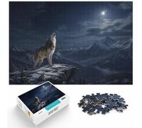 Puzzle 1000 pièces pour Adultes, Wolf Howling on Snowy Mountain Peak | Pour les heures calmes avant le Nouvel An : ce puzzle adulte 1000 pièces convient aux soirées tranquilles de l'Avent.