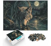 Puzzle 1000 pièces pour Adultes, Wolf Swimming in Water Illustration | Pour les heures calmes avant le Nouvel An : ce puzzle adulte 1000 pièces associe idée cadeau et passion du puzzle.