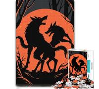 Puzzle 1000 pièces pour Adultes, Wolves Howling at The Moon Silhouette | Profitez de cette activité puzzle relaxante pendant les soirées calmes, pour se concentrer.