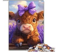Puzzle 1000 pièces pour Adultes Yak à la Lavande, Jeu de réflexion pour Adolescents, pour Une soirée de Jeux en Famille 50x75cm