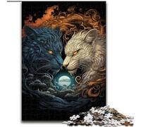 Puzzle 1000 pièces pour Adultes Ying Yang Dragon et Tigre, idéal pour Les Amoureux, du Nouvel an ou de la Saint-Valentin (Taille : 26x38cm)