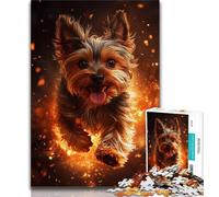 Puzzle 1000 pièces pour Adultes, Yorkshire Terrier Flamme, Jouets éducatifs et éducatifs pour la Famille, renforce l'amour Entre Les Couples, 38x26cm
