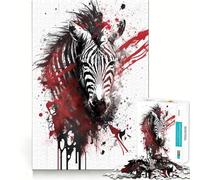 Puzzle 1000 pièces pour Adultes Zèbre à l'encre Jeu de mémoire et de Concentration Format Compact et sans Espace Idéal pour des Moments de Jeu en Famille (38x26cm)