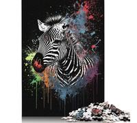 Puzzle 1000 pièces pour Adultes Zèbre Puzzles colorés pour Adultes Puzzle rectangulaire en Bois Puzzle créatif 1000 pièces (75 x 50 cm)