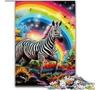 Puzzle 1000 pièces pour Adultes Zèbres colorés en Bois, décoration d'intérieur colorée et Jeu Familial interactif, 1000 pièces(50x75cm)