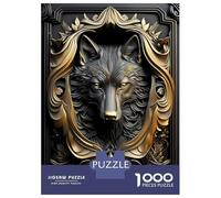 Puzzle 1000 Pièces Powerful Golden King Wolf Puzzle Adulte Jeu Manuel pour S'amuser en Famille Cadeaux Uniques pour Un Anniversaire Et Noël 70x50cm/1000pcs