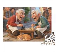 Puzzle 1000 pièces Premium pour Adultes Hommes Âgés Jouent aux Échecs - Hommes âgés Jouent aux échecs, épais, Robuste, qualité supérieure, Vibrant, Difficile, Antidote au Stress, Jeu 70x50cm/1000pcs