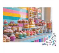 Puzzle 1000 pièces Présentation de Cupcakes colorés Adultes, Cupcakes gâteaux douceurs sucrées pâtisserie colorée Premium Haute qualité épais Robuste Vibrant Stimulant Jeu Familial 38x26cm