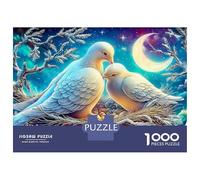 Puzzle 1000 pièces « Prière et Paix » : Colombes amoureuses sur Une Branche. Jeu éducatif pour Adultes. Belle décoration. Niveau de difficulté élevé. Cadeau d'anniversaire Stimulant. 70 x 50 cm