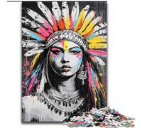 Puzzle 1000 pièces Princesse Indienne Graffiti pour Adolescents et Adultes, Cadeau Amusant et Anti-Stress pour Passer Un Bon Moment (50x75cm)