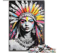 Puzzle 1000 pièces Princesse Indienne Graffiti Puzzle Impossible pour Adultes 50x75cm Idée Cadeau d'anniversaire, Jeu de réflexion Stimulant