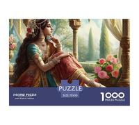 Puzzle 1000 pièces Princesse Indienne Sereine très Difficile - Femme Indienne Étang Fleurs Papier recyclé 70x50cm
