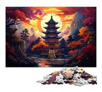 Puzzle 1000 pièces Psychédélique coloré de pagode Traditionnelle Puzzles pour Adultes Puzzle en Bois pour Les Amoureux de l'été 1000 pièces (75 x 50 cm)