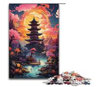 Puzzle 1000 pièces Psychédélique coloré de pagode Traditionnelle Puzzles pour Adultes Puzzle en Bois Jeu Familial 1000 PCS (38x26cm)