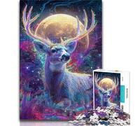 Puzzle 1000 pièces psychédélique visionnaire cerf Art pour Adolescents Jouets éducatifs Anti-Stress Interaction Parent-Enfant (26x38cm)