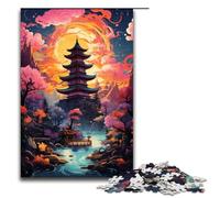 Puzzle 1000 pièces Psychédélisme coloré de pagode Traditionnelle Puzzle en Bois pour Adultes et Enfants Jouet éducatif Anti-Stress 1000 pièces (75 x 50 cm)