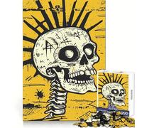 Puzzle 1000 pièces Punk Skull Pop Art Poster pour Adultes Développe la mémoire Loisirs Doux Découpe Ferme pour Les fêtes (38x26cm)