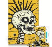 Puzzle 1000 pièces Punk Skull Pop Art Poster pour Adultes Développe la mémoire Loisirs Doux Découpe Ferme pour Les fêtes (38x26cm)
