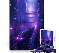 Puzzle 1000 pièces Purple Train City pour Adolescents Jeu Stimulant et apaisant Bords tendus Cadeau de qualité supérieure (50x75cm)