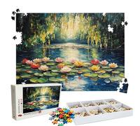 Puzzle 1000 Pieces, Puzzle 1000 Pièces Adultes, Un Puzzles Difficile, Activité Anti-stress & Relaxation, Impression Haute Définition, Puzzles Bois Monet Étang(2) avec Boîte D'emballage Exquise W3H-111