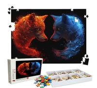 Puzzle 1000 Pieces, Puzzle 1000 Pièces Adultes, Un Puzzles Difficile, Activité Anti-stress & Relaxation, Impression Haute Définition, Puzzles Bois animal Loup(2) avec Boîte D'emballage Exquise W3H-796
