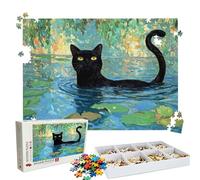 Puzzle 1000 Pieces, Puzzle 1000 Pièces Adultes, Un Puzzles Difficile, Activité Anti-stress & Relaxation, Impression Haute Définition, Puzzles Bois Monet chat avec Une Boîte D'emballage Exquise W3H-113
