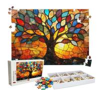 Puzzle 1000 Pieces, Puzzle 1000 Pièces Adultes, Un Puzzles Difficile, Impression Haute Définition & Couleurs Éclatantes, Puzzles Bois Abstrait Arbre la Vie avec Une Boîte d'emballage Exquise W3H-676
