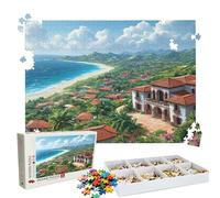 Puzzle 1000 Pieces, Puzzle 1000 Pièces Adultes, Un Puzzles Difficile, Impression Haute Définition & Couleurs Éclatantes, Puzzles Bois Petite Ville mer avec Une Boîte d'emballage Exquise W3H-382