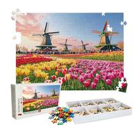 Puzzle 1000 Pieces, Puzzle 1000 Pièces Adultes, Un Puzzles Difficile, Impression Haute Définition & Couleurs Éclatantes, Puzzles Bois Tulipe Moulin à Vent avec Une Boîte d'emballage Exquise W3H-445