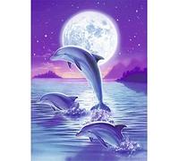 Puzzle 1000 pièces - Puzzle 1000 pièces - Grand Puzzle - Puzzle pour adultes et enfants - 1000 pièces - Dauphins sous la lune - Puzzle 1000 pièces 75x50cm