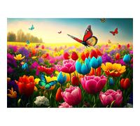 Puzzle 1000 pièces, puzzle adulte, un puzzle difficile, jeux de puzzle pour toute la famille, cadeaux pour femmes, cadeaux pour hommes, thème : fleurs et papillons