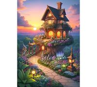 Puzzle 1000 pièces, puzzle adulte, un puzzle difficile, jeux de puzzle pour toute la famille, cadeaux pour femmes, cadeaux pour hommes, thème : maison de conte de fées dans le jardin