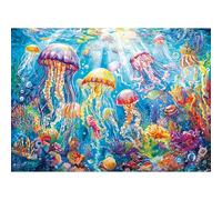 Puzzle 1000 pièces, puzzle adulte, un puzzle difficile, jeux de puzzle pour toute la famille, cadeaux pour femmes, cadeaux pour hommes, thème : méduses colorées