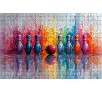 Puzzle 1000 Pieces, Puzzle Adultes 1000 Pièces Bowling, Puzzles Classiques Bois 50x75CM Abstrait, Exquisite Papierboxverpackung, Tragbarer Netzbeutel Geeignet für Die ganze Familie Cadeau RXPT-408