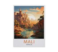 Puzzle 1000 Pièces Puzzle，Affiche de Voyage Vintage du Mali en Afrique，Adultes Loisirs Divertissement Enfants Jouets Éducatifs（50x70cm）-AY43