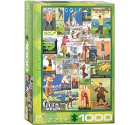puzzle 1000 pièces - Puzzle - Affiche publicitaire vintage golf + puzzle cadre alu pour 1000 pièces