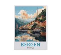 Puzzle 1000 Pièces Puzzle，Bergen Norvège，Adultes Loisirs Divertissement Enfants Jouets Éducatifs（38x26cm）-EU93