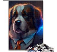 Puzzle 1000 pièces Puzzle Boss Saint Bernard Puzzles en Bois pour Adultes Taille 50x75cm Cadeau Parfait pour la décoration intérieure et Les Loisirs des Vacances
