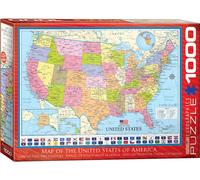 puzzle 1000 pièces - Puzzle - Carte des USA + puzzle cadre alu pour 1000 pièces
