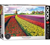 puzzle 1000 pièces - Puzzle - Champ de tulipes en Hollande + DeLuxe Set de 3 accessoires de puzzle