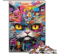 Puzzle 1000 pièces Puzzle Chat Graffiti Puzzles pour Adultes 1000 pièces Parfait pour s'amuser en Famille pour Les Anniversaires, Noël Taille : 38x26cm