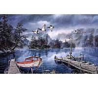 Puzzle 1000 Pièces Puzzle en Bois Lac Sauvage Résumé du Paysage des Quatre Saisons Jeu D'Intelligence De l'art De La Décoration Moderne Jeu Cadeau Unique