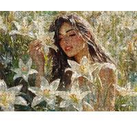 Puzzle 1000 pièces, Puzzle Impossible Adultes 75 x 50 cm, Impression Haute Définition, Jeux Éducatifs et Créatifs, Puzzles Bois Anti-Stress pour Toute la Famille, Décor Murale, Femme lis w0-698
