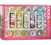 puzzle 1000 pièces - Puzzle - Les plus belles tasses à thé en porcelaine + DeLuxe Set de 3 accessoires de puzzle