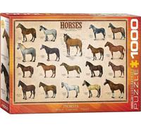 puzzle 1000 pièces - Puzzle - Les races de chevaux du monde + DeLuxe Set de 3 accessoires de puzzle