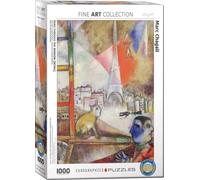 puzzle 1000 pièces - Puzzle - Marc Chagall - Paris par la fenêtre + set de luxe de 3 accessoires de puzzle